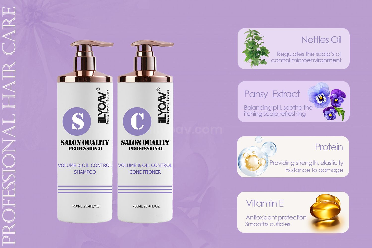 ilLYOAV Salon Quality Professional Hair Shampoo Conditioner 750ml