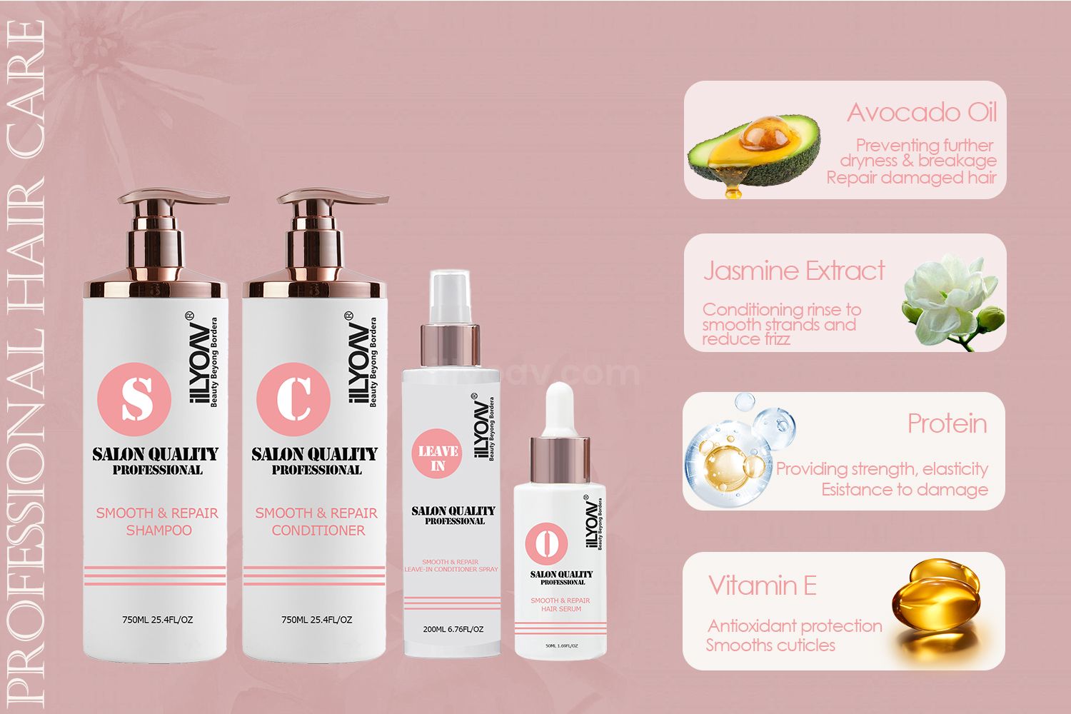 ilLYOAV Salon Quality Professional Hair Shampoo Conditioner 750ml