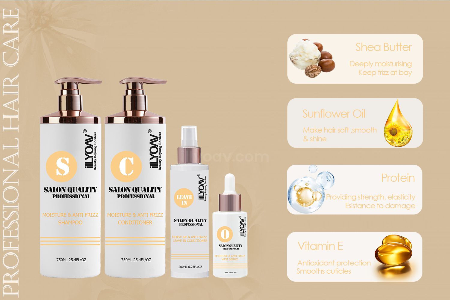 ilLYOAV Salon Quality Professional Hair Shampoo Conditioner 750ml