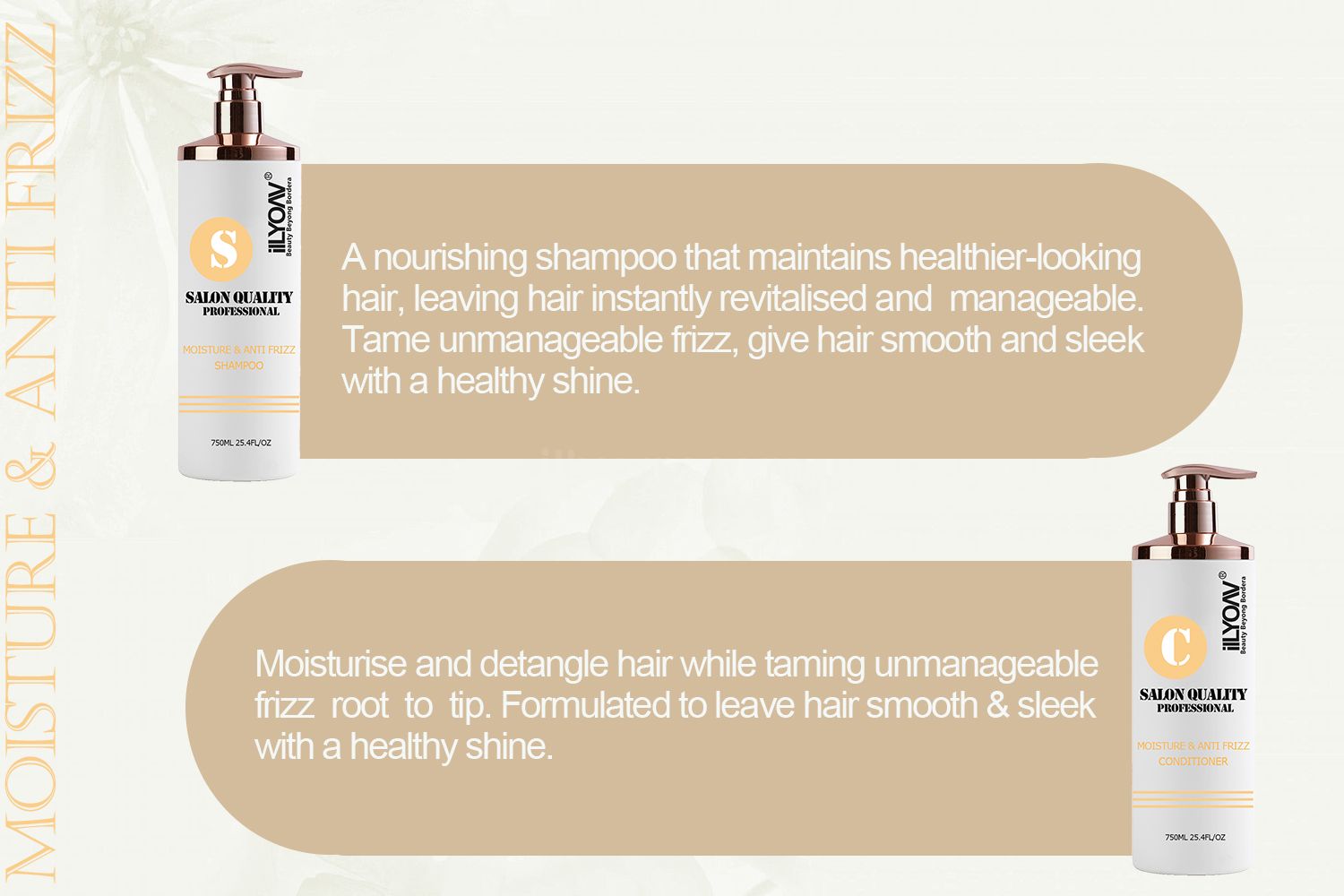 ilLYOAV Salon Quality Professional Hair Shampoo Conditioner 750ml