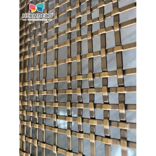 Wire mesh curtain customized design stainless steel  metal mesh partition golden color for decor