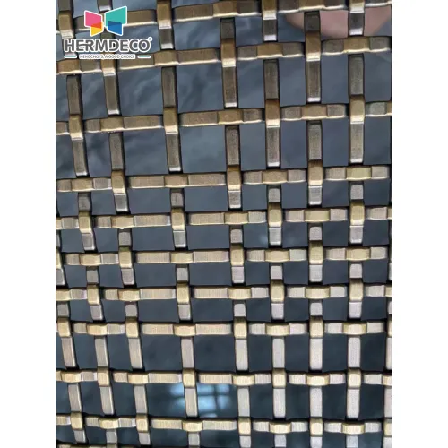 Wire mesh curtain customized design stainless steel  metal mesh partition golden color for decor