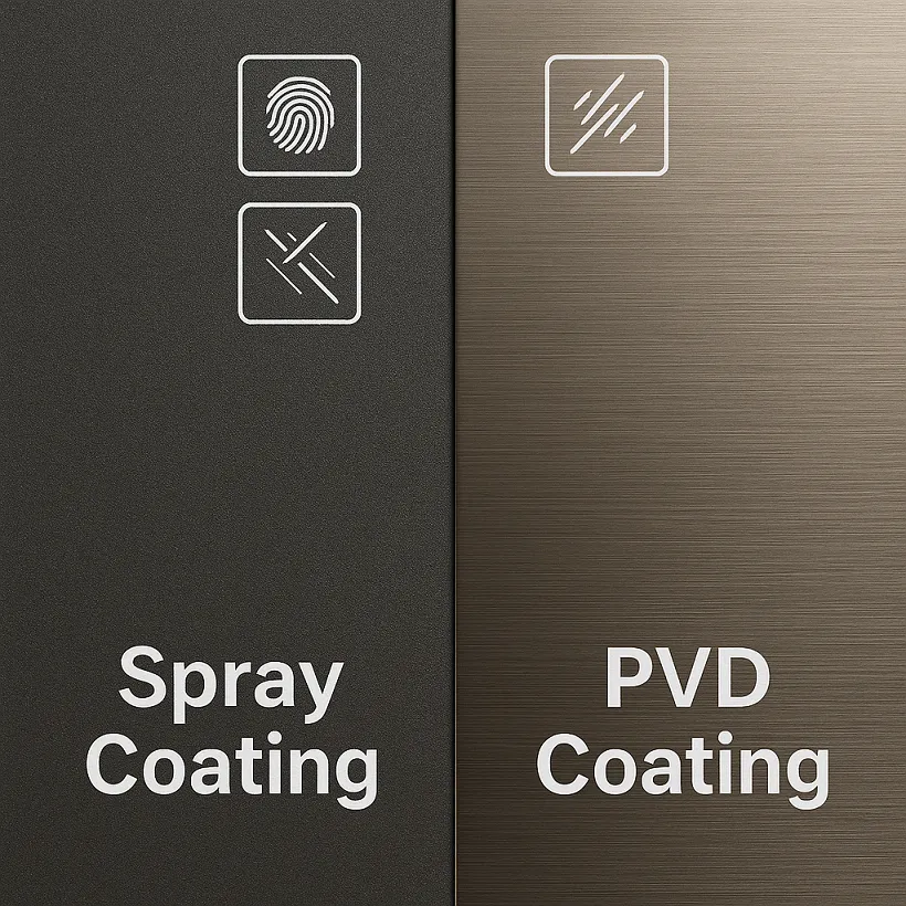 What is the difference between the spraying and vacuum plating processes of Hermdeco colored stainless steel coils? Which one is more durable?