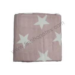 Baby Cotton Muslin Swaddle Blanket Pink with White Star Blanket