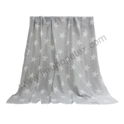 Coperta fasciatoio in mussola di cotone per bebè grigia con coperta a stella bianca