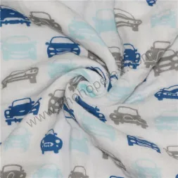 Baby Cotton Muslin Swaddle Blanket Car Pattern