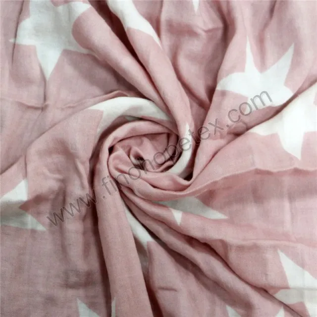Baby Cotton Muslin Swaddle Blanket Pink with White Star Blanket