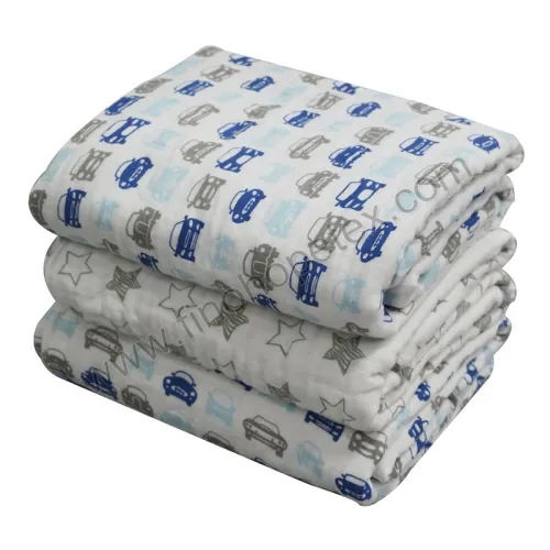Baby Cotton Muslin Swaddle Blanket Car Pattern