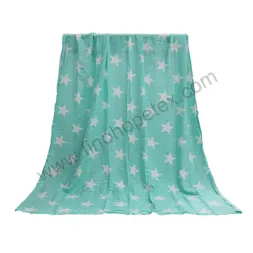 Coperta fasciatoio in mussola di cotone per bambini blu con coperta a stella bianca