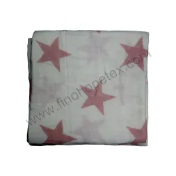 Baby Cotton Muslin Swaddle Blanket Pink with White Star Blanket
