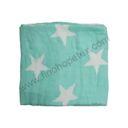 Coperta fasciatoio in mussola di cotone per bambini blu con coperta a stella bianca