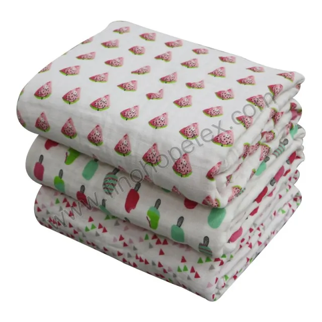Baby Cotton Muslin Swaddle Blanket Watermelon Pattern
