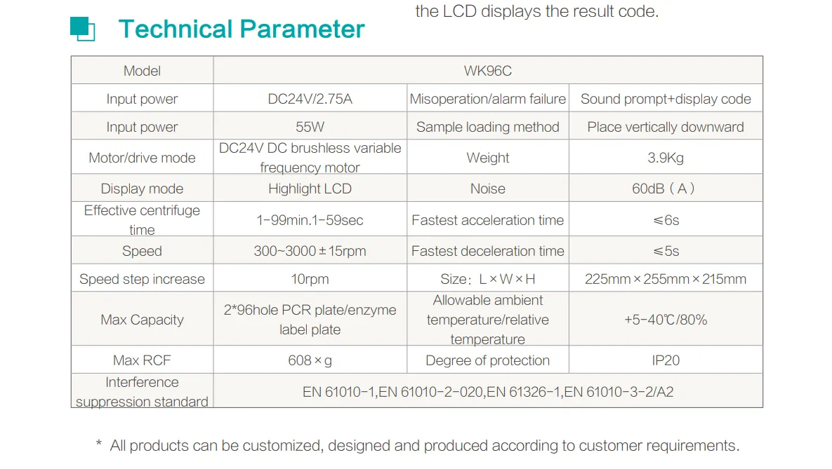 Microplate Centrifuge WK96C Microplate Centrifuge WK96C