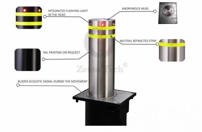 Roadway Automatic Rising Road Traffic Safety light bollard automatic hydraulic automatic bollard