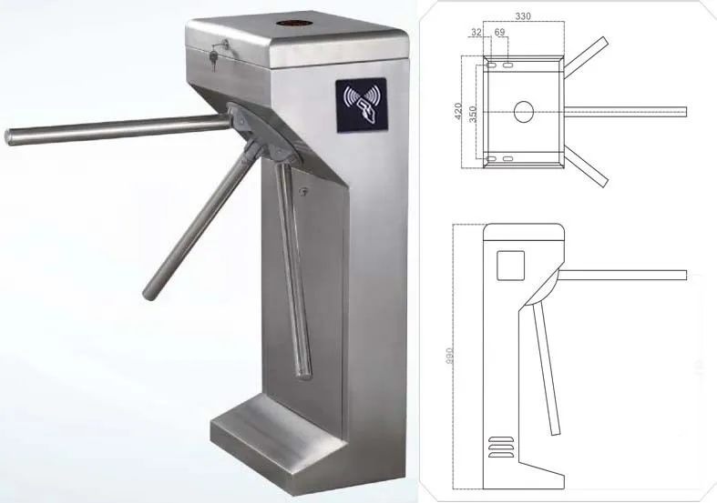 Security CE approved tTripod Turnstile Gate RFID Turnstile Barrier Door for Office Factory Gym Access Control