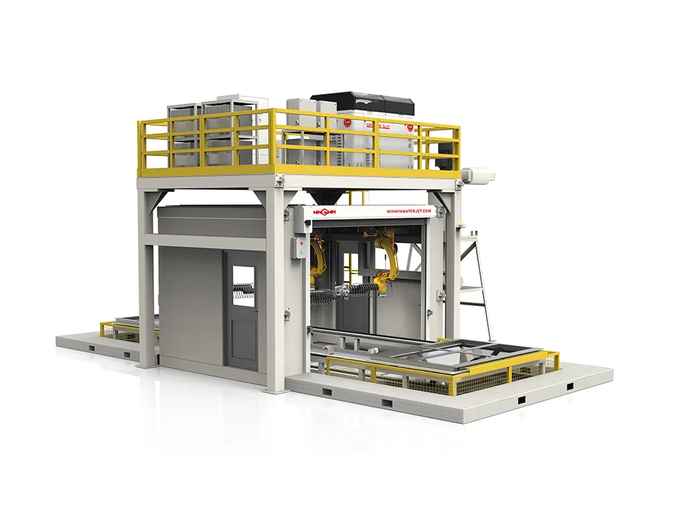 Quad-Robot Waterjet Workstation with Double-Layer