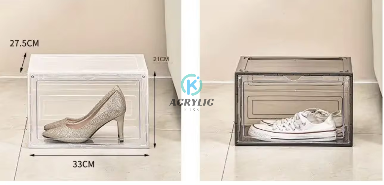 View of Acrylic Shoe Storage Box Shoe Organizer for Closet Saving