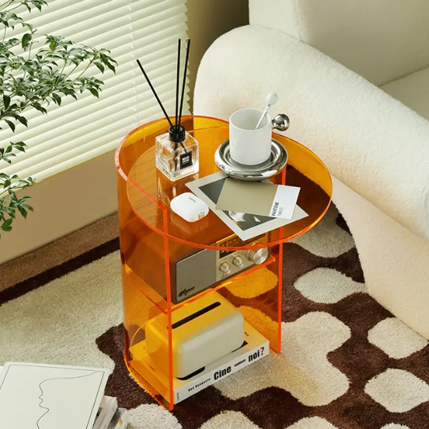 Round Crystal Clear Acrylic Coffee Table