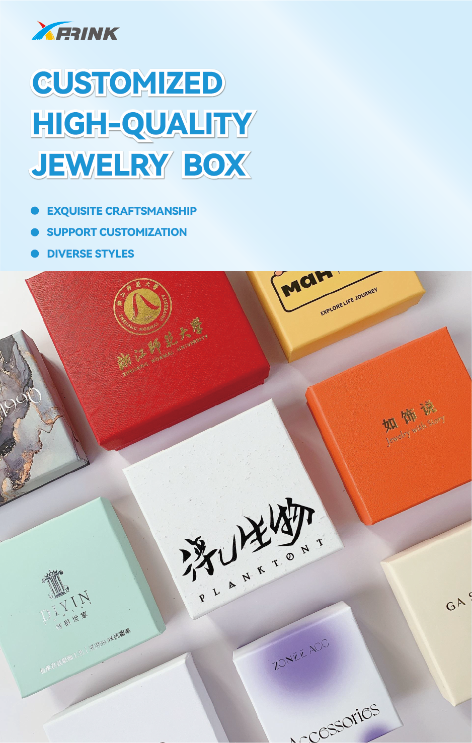 Premium Customized Jewelry & Accessory Box - Hinged Lid Drawer Style Gift Box with Elegant Gift Bag, Exclusive Jewelry Packaging