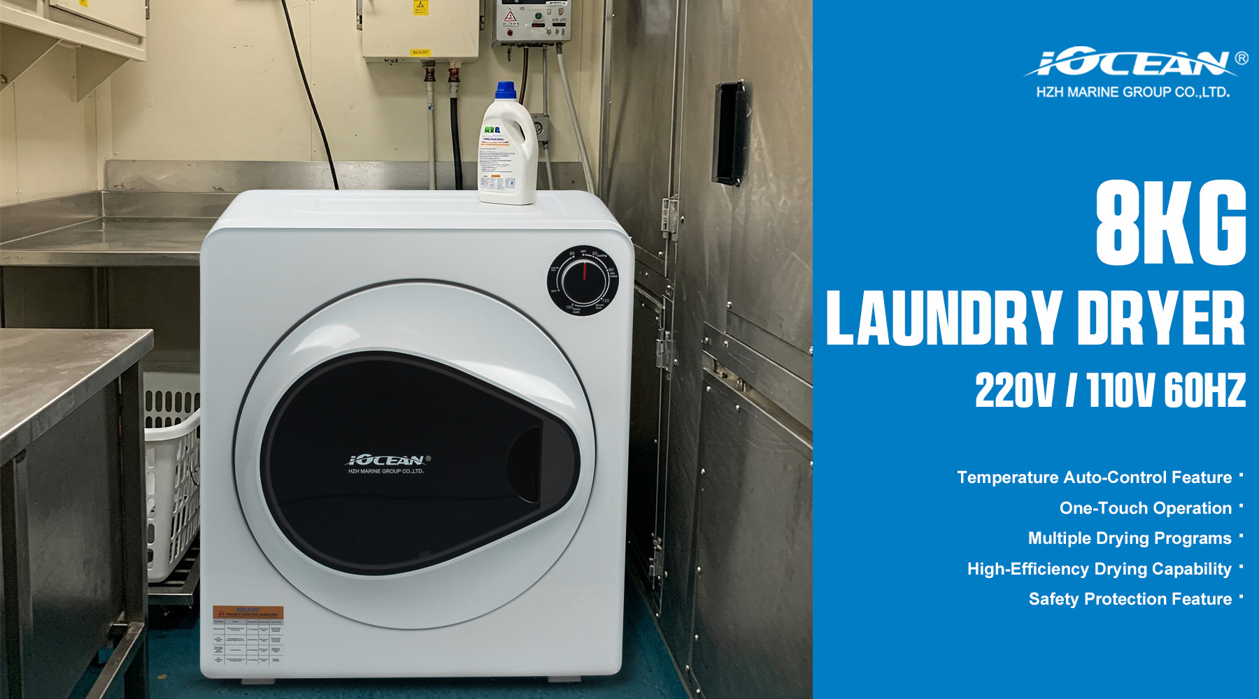 Effortless Laundry at Sea: Discover the IOcean 8kg Marine Clothes Dryer