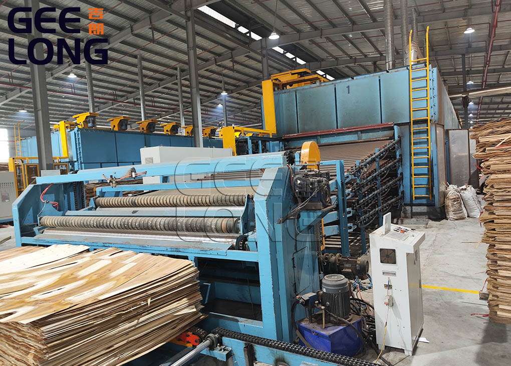 China roller type veneer dryer machine exported to Russia by shandong geelong machinery company