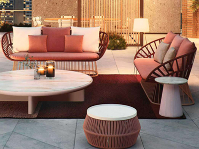 Outdoor Rattan Table and Chair Set