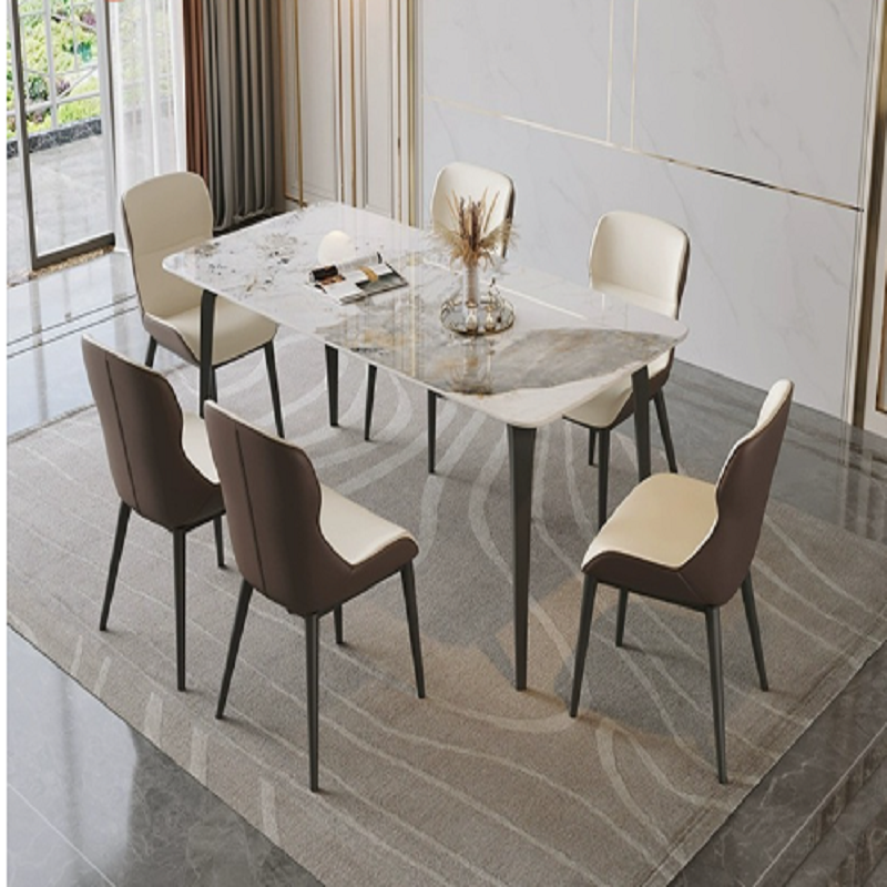 Rectangular rock slab dining table