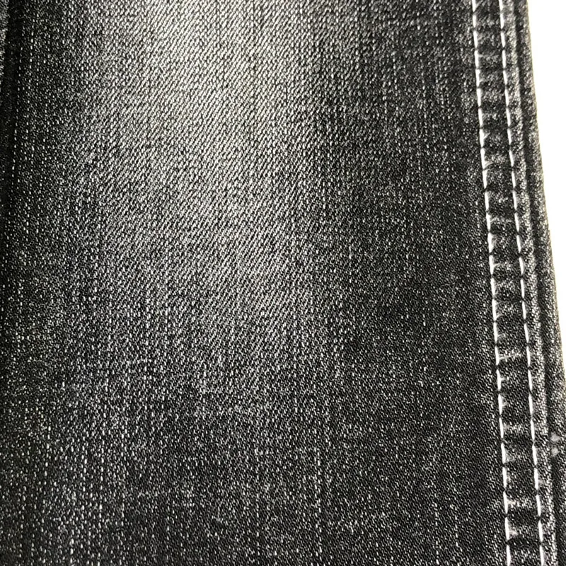  Denim noir extensible épais de 11,2 oz à hachures croisées