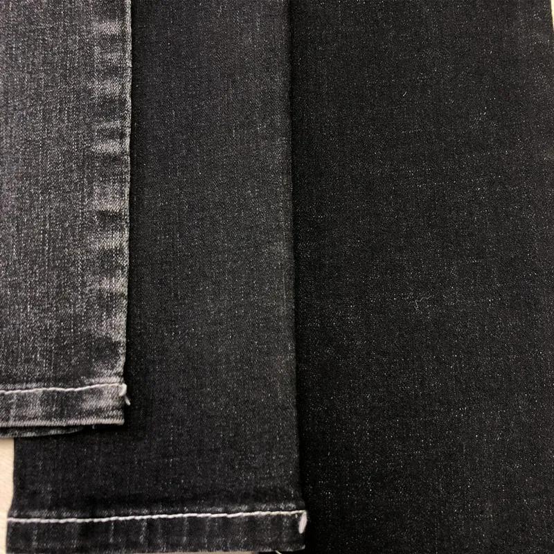  Denim noir extensible épais de 11,2 oz à hachures croisées