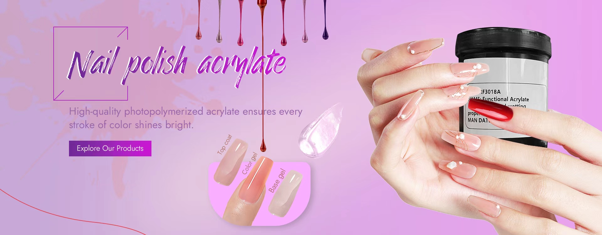 Доўгатрывалыя пазногці пачынаюцца з базавага геля! Высокаякасны фотапалімерызаваны акрылат гарантуе кожны штрых колеру