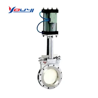 The gate valve controls the flow of fluid by raising (opening) and lowering (closing) the disc or gate.