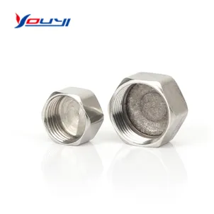 stainless steel 201 304 pipe fitting SUS female threads hex end cup water plumbing pipe end cup fitting