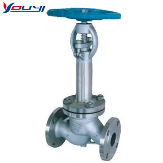 Y-pattern globe valves are modifications of z-pattern valves. The inlet and outlet are still in a straight line, but the bonnet and stem are placed at an angle to the body (as opposed to perpendicular), forming a y-shaped profile.