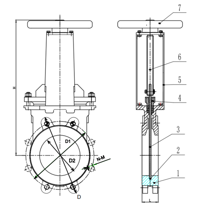 Rising Stem 2-way Class A Ductile Iron Knife Gate Valve