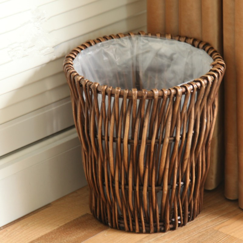 Wicker trash can