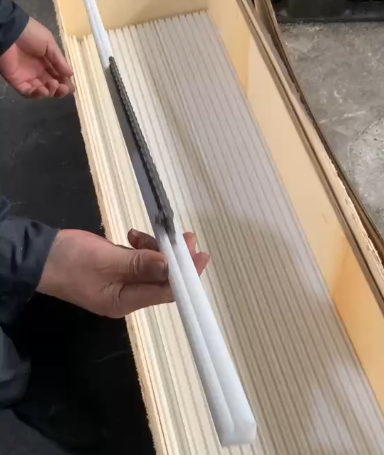 A custom UHMW part with a dovetail joint