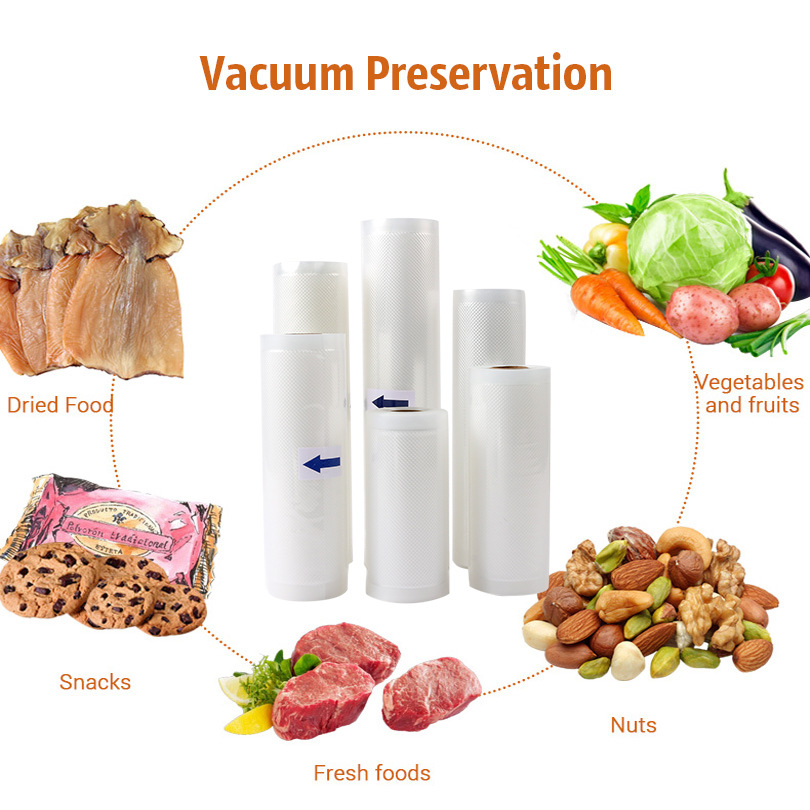 Transparent Embossed Vacume Seal Plastic Bags Food Vacuum Sealer Bags