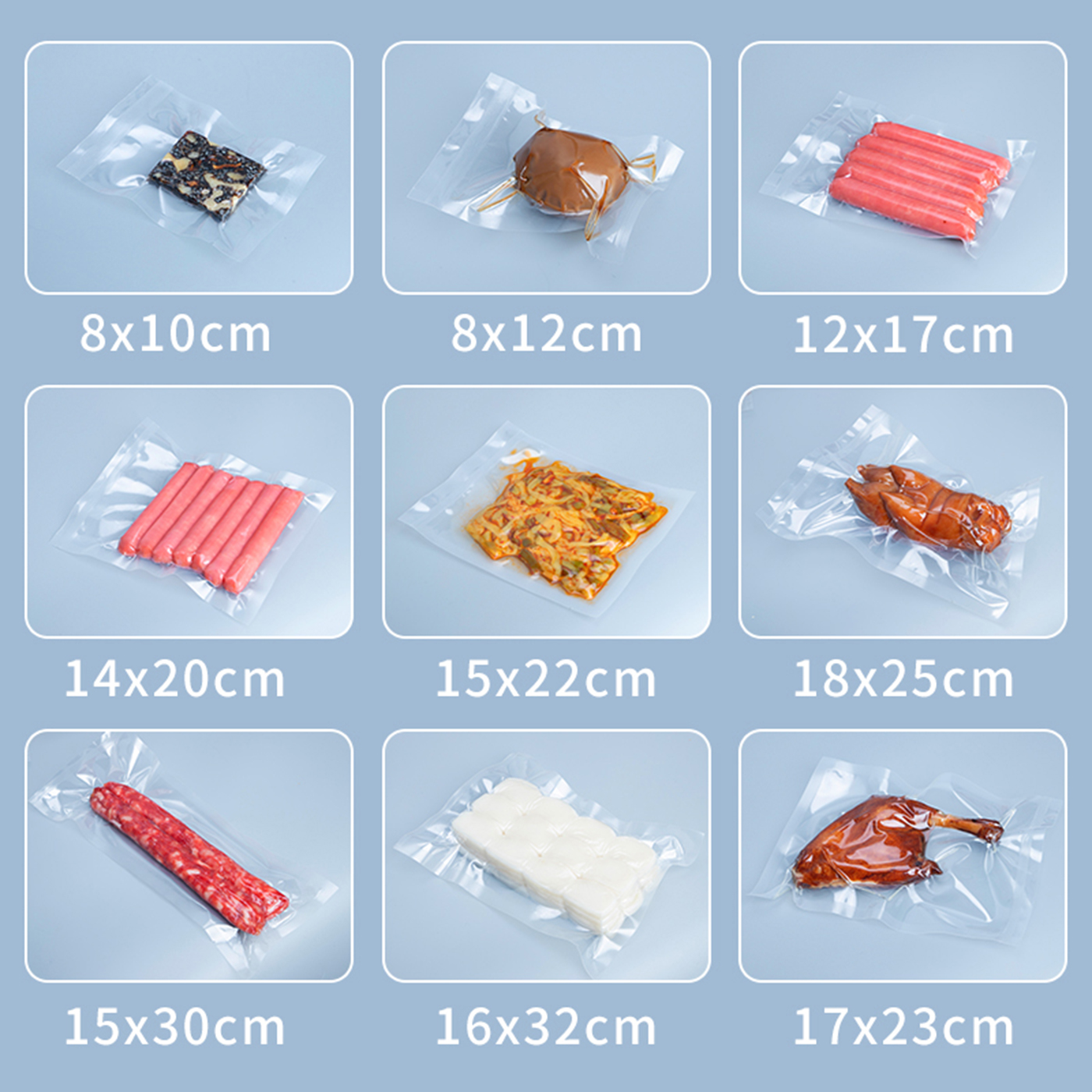 Transparent Embossed Vacume Seal Plastic Bags Food Vacuum Sealer Bags