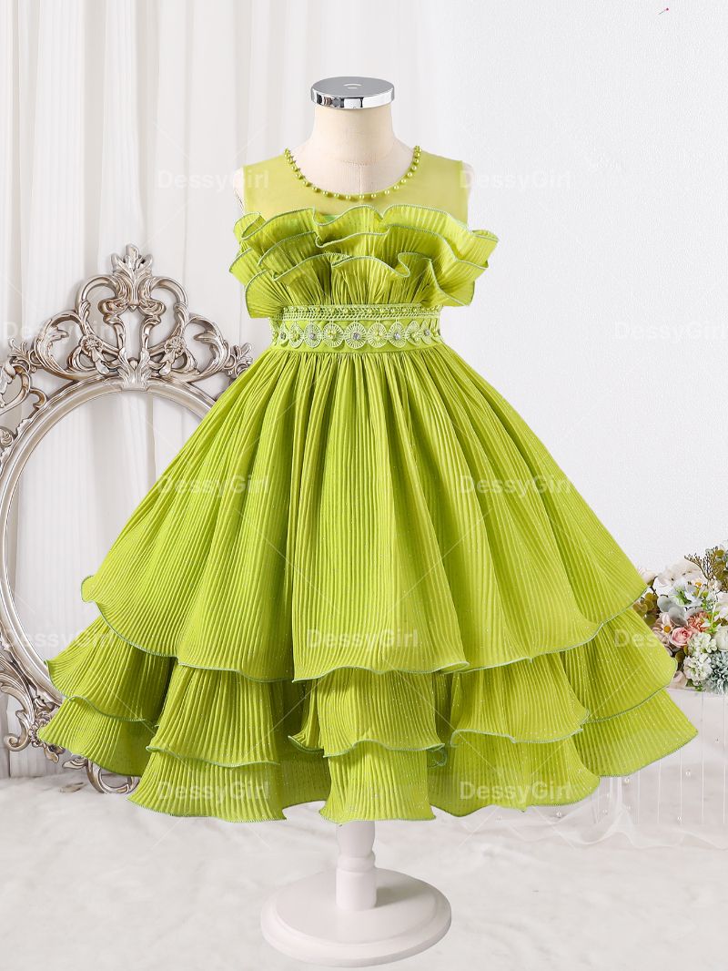 Lime Green Ruffled Tutu Dress: Shine Like a Sunny Day
