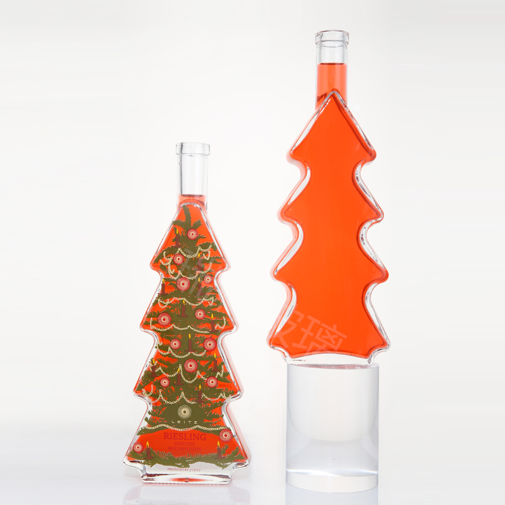 Christmas tree glass bottle 800ml factory low order glass bottle