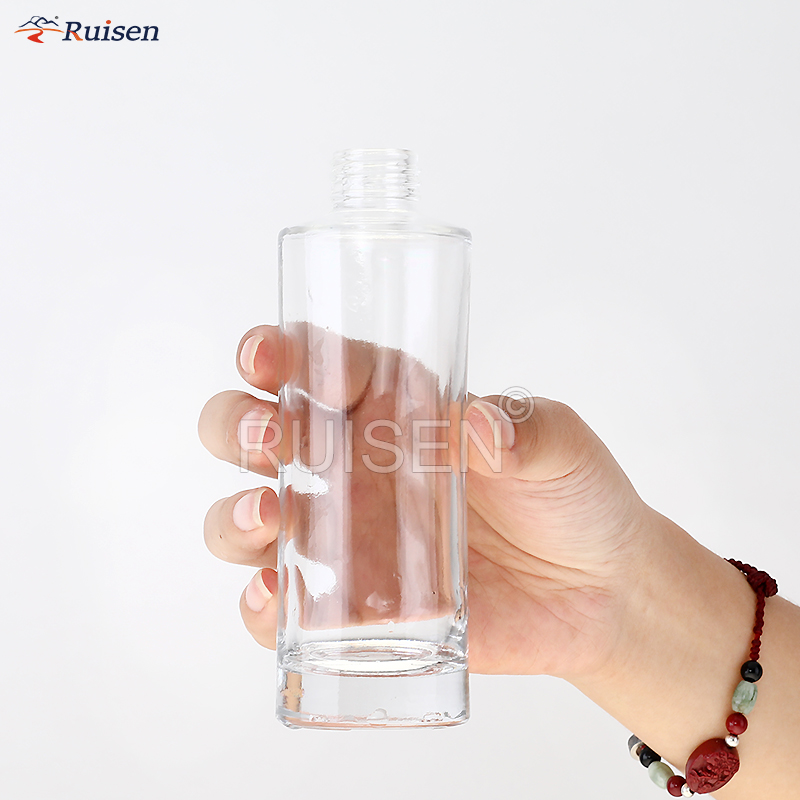 Free sample custom logo Luxury Round cylinder large clear empty 250ml glass perfume spray bottle