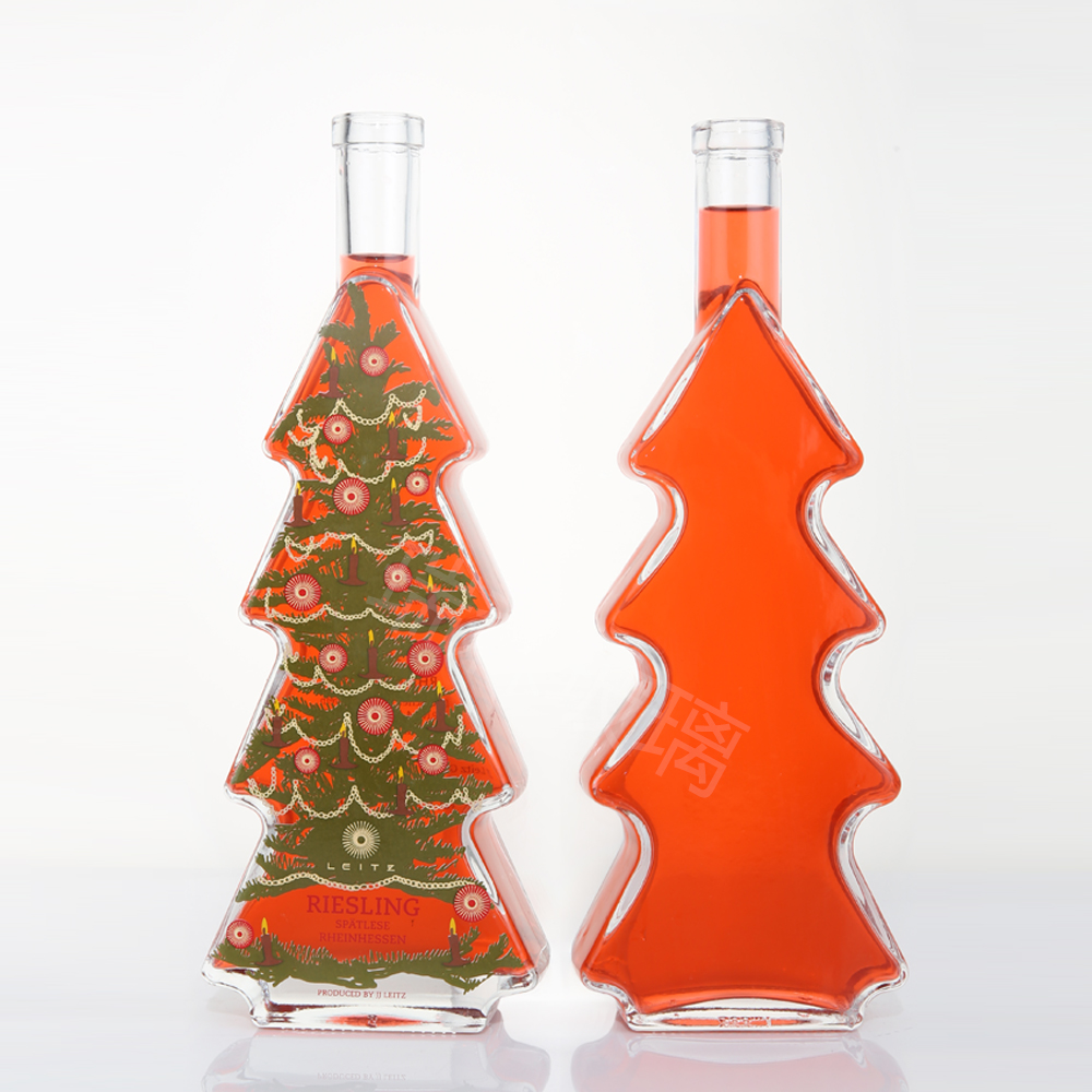 Christmas tree glass bottle 800ml factory low order glass bottle