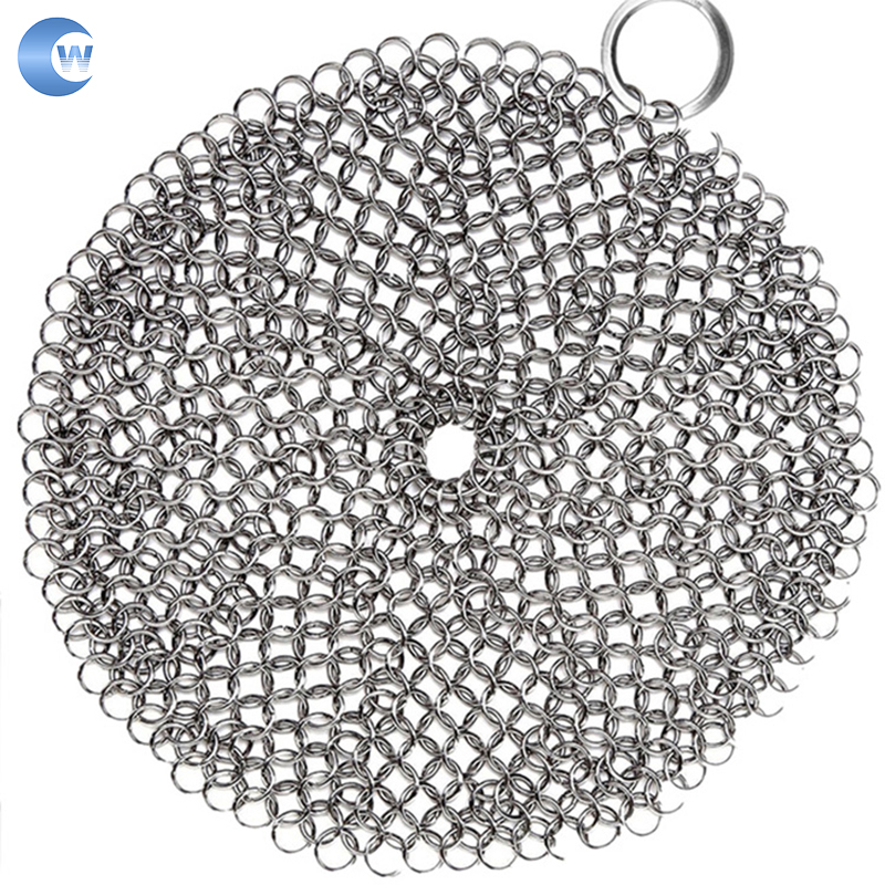 Stainless Steel Cast Iron Cleaner, Chainmail Scrubber Skillet for Cast Iron Pan