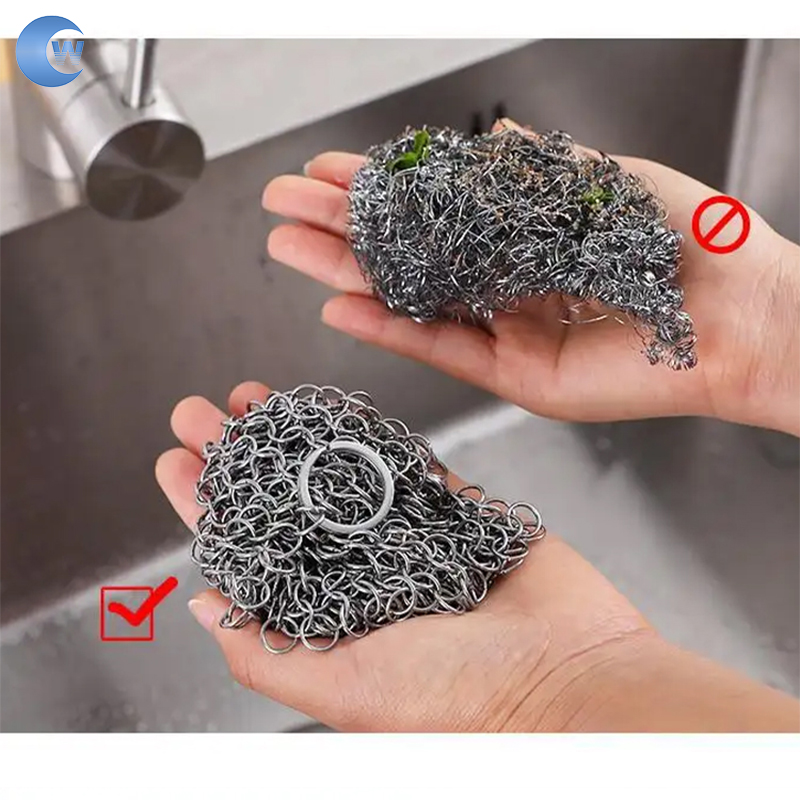 Stainless Steel Cast Iron Cleaner, Chainmail Scrubber Skillet for Cast Iron Pan