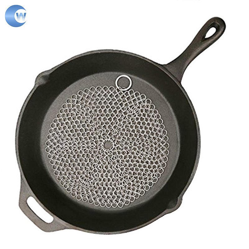 Stainless Steel Cast Iron Cleaner, Chainmail Scrubber Skillet for Cast Iron Pan