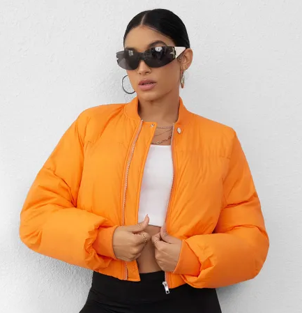 Colour Pop Cropped Puffer Coat