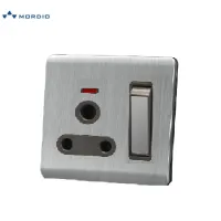 Interruptores de pared eléctricos de acero inoxidable K7 SASO CE, conexión de tornillo, enchufe 2P + E, puerto USB e interruptor de luz 250V ~