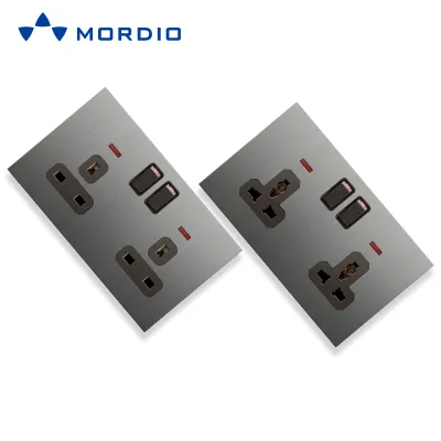 K7 SASO CE Электрические настенные выключатели из нержавеющей стали с винтовым соединением 2P + E разъем USB-порт и выключатель света 250V ~