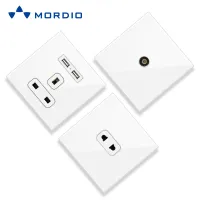 Inox / Acrylique / PC / Verre Argent et Or Euro BS Standard Mur Électrique Prise 2P + E et Interrupteur Carré / Cercle 250 V