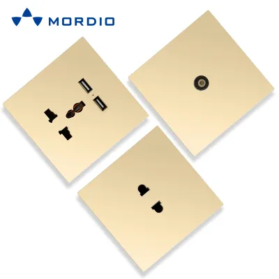 S1.2 large panel gold 13A switched socket